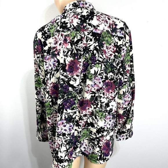 J Jill Shirt Top Button Front Floral Women’s Size L Large NWT - Picture 7 of 10